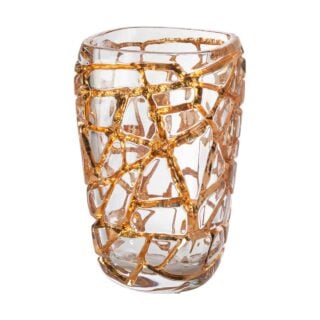 Lalique Magnitude Large Vase with Pink Gold Leaves | Kneen & Co