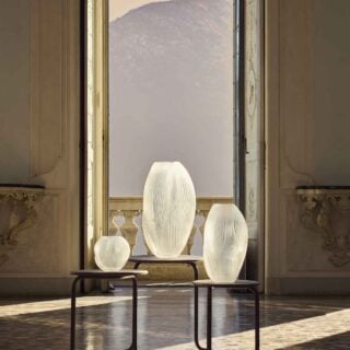 Lalique Alizé Vases in varied sizes Clear set on table | Kneen
