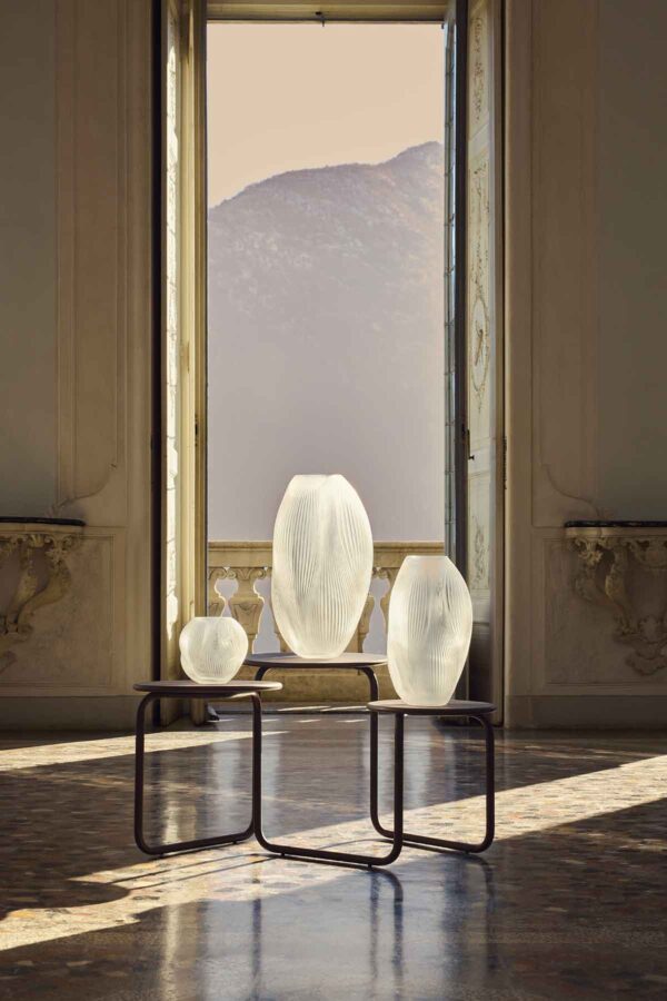 Lalique Alizé Vases in varied sizes Clear set on table | Kneen