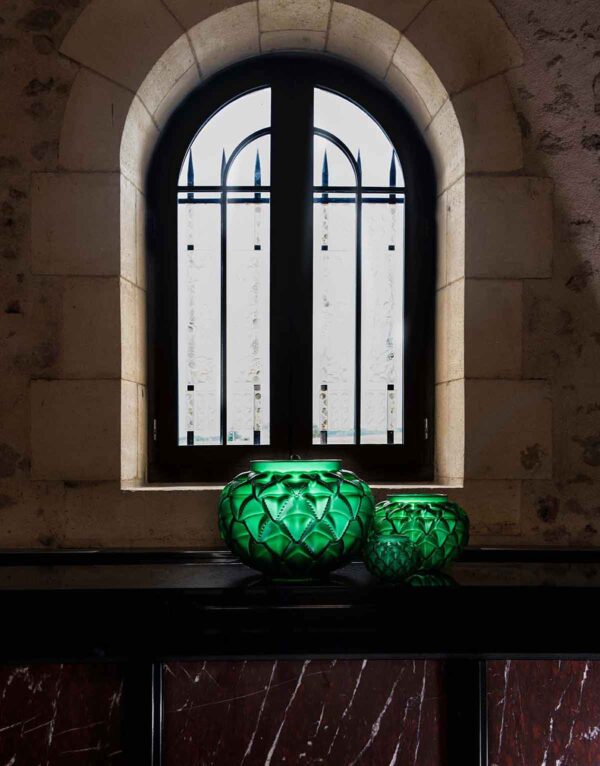 LALIQUE-LANGUEDOC-10091200-Lifestyle-Image-1200w-100KB Lalique Languedoc Vase Green | Kneen & Co