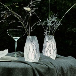Lalique Silex Small Vase set on table | Kneen & Co