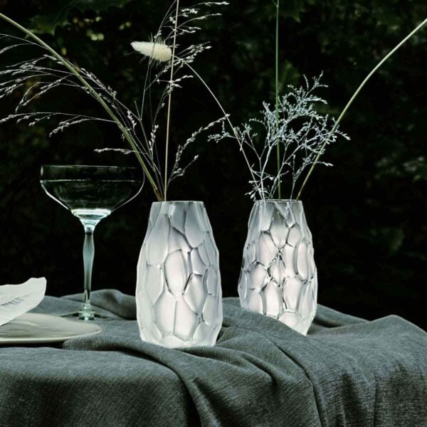 Lalique Silex Small Vase set on table | Kneen & Co