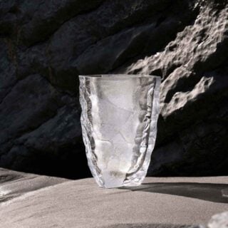 Lalique Silex Large Vase Clear set on table | Kneen & Co