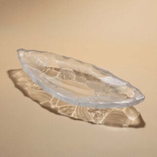 Lalique Silex Large Bowl Clear set on table | Kneen & Co