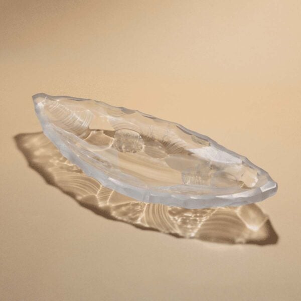 Lalique Silex Large Bowl Clear set on table | Kneen & Co