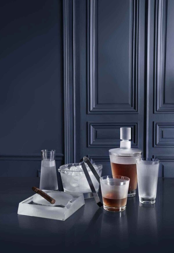 Lalique assorted Barware set on table | Kneen & Co