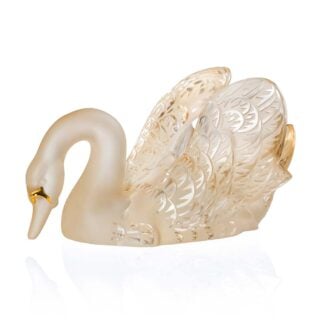 Lalique Swan Head Down Sculpture Gold Luster | Kneen & Co