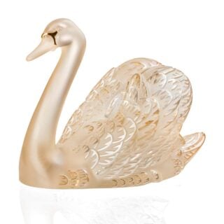 Lalique Swan Head Up Sculpture Gold Luster | Kneen & Co