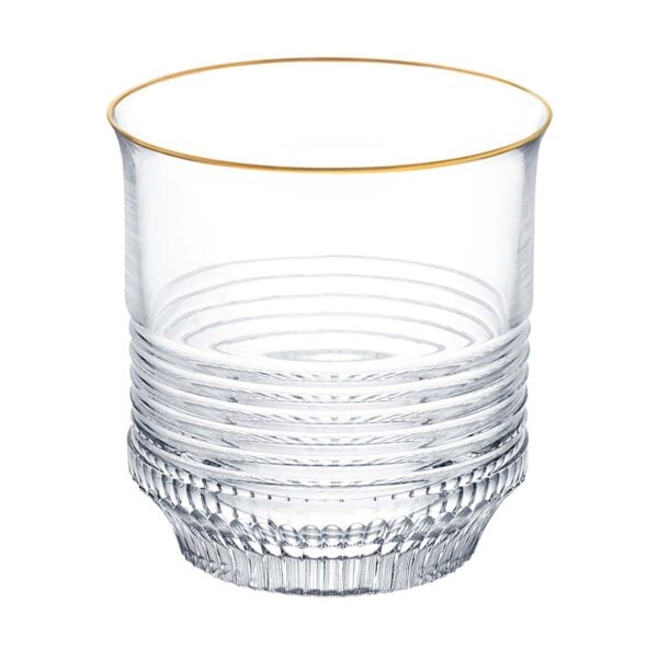 SAINTLOUIS-33725600-Cadence-Gold-Rim-Medium-cynlindrical-tumbler-Diving-RVB Saint-Louis Crystal Cadence Gold Rim Medium Cylindrical Tumbler | Kneen & Co