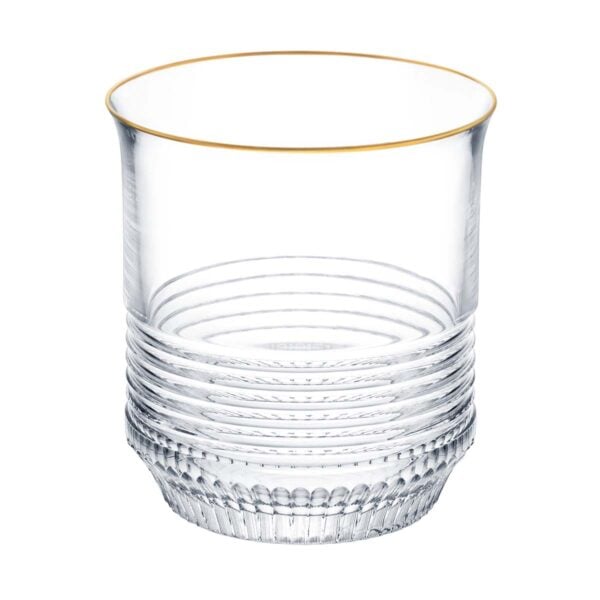 SAINTLOUIS-33725700-Cadence-Gold-Rim-Large-cynlindrical-tumbler-Diving-RVB Saint-Louis Crystal Cadence Gold Rim Large Cylindrical Tumbler | Kneen & Co
