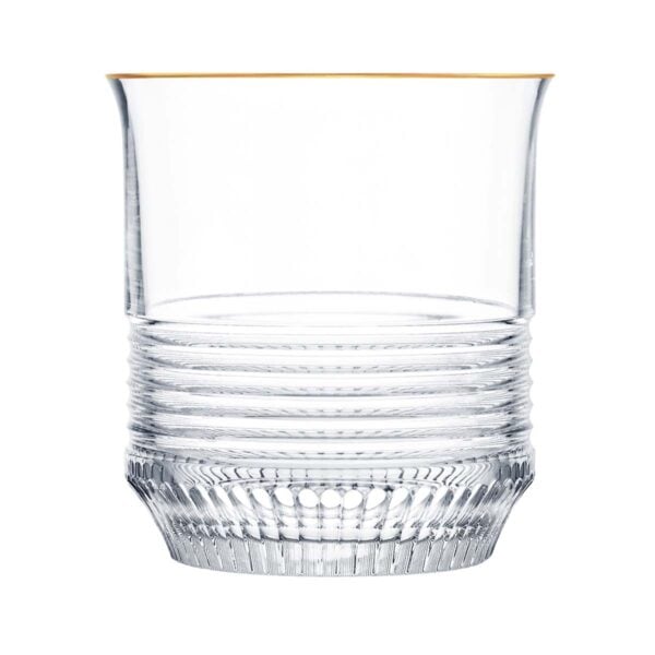 SAINTLOUIS-33725700-Cadence-Gold-Rim-Large-cynlindrical-tumbler-Front-RVB Saint-Louis Crystal Cadence Gold Rim Large Cylindrical Tumbler | Kneen & Co