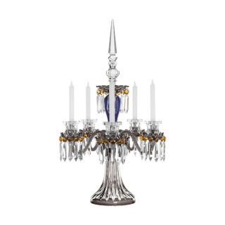 Saint-Louis Crystal Arlequin Five-Light Candelabra Dark Blue and Black | Kneen & Co