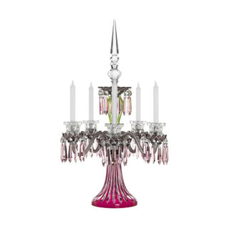 Saint-Louis Crystal Arlequin Five-Light Candelabra Amethyst and Chartreuse | Kneen & Co