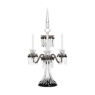 Saint-Louis Crystal Arlequin Three-Light Electric Candelabra Black and Clear | Kneen & Co