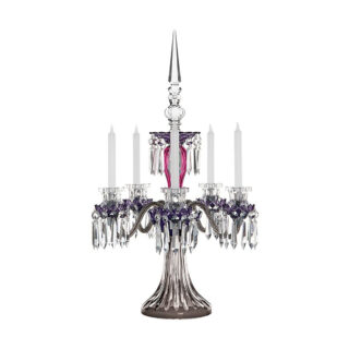 Saint-Louis Crystal Arlequin Five-Light Electric Candelabra Amethyst and Purple | Kneen & Co