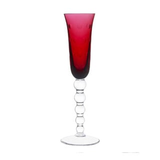 Saint Louis Crystal Bubbles Red Colored Champagne Flute | Kneen & Co