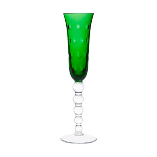 Saint Louis Crystal Bubbles Green Colored Champagne Flute | Kneen & Co