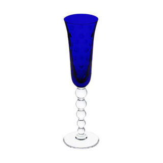 Saint Louis Crystal Bubbles Dark Blue Colored Champagne Flute | Kneen & Co