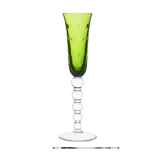 Saint Louis Crystal Bubbles Chartreuse Colored Champagne Flute | Kneen & Co