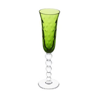 Saint Louis Crystal Bubbles Chartreuse Colored Champagne Flute | Kneen & Co