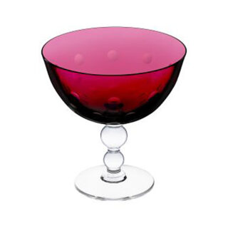 Saint Louis Crystal Bubbles Red Colored Footed Cup | Kneen & Co