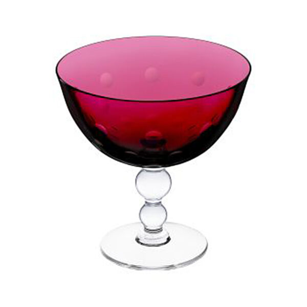 Saint Louis Crystal Bubbles Red Colored Footed Cup | Kneen & Co