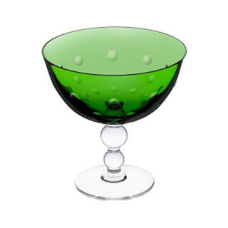 Saint Louis Crystal Bubbles Green Colored Footed Cup | Kneen & Co