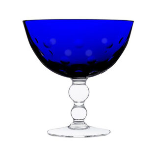 Saint Louis Crystal Bubbles Dark Blue Colored Footed Cup | Kneen & Co