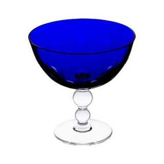 Saint Louis Crystal Bubbles Dark Blue Colored Footed Cup | Kneen & Co