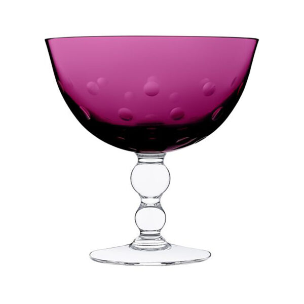 Saint Louis Crystal Bubbles Amethyst Colored Footed Cup | Kneen & Co
