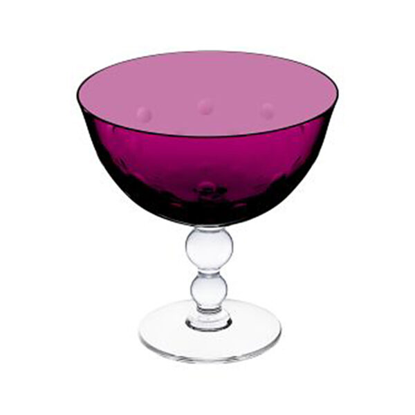 Saint Louis Crystal Bubbles Amethyst Colored Footed Cup | Kneen & Co