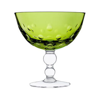 Saint Louis Crystal Bubbles Chartreuse Colored Footed Cup | Kneen & Co