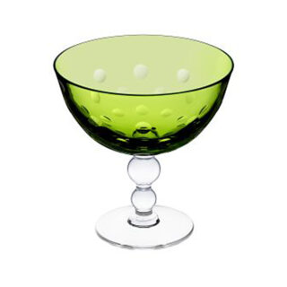 Saint Louis Crystal Bubbles Chartreuse Colored Footed Cup | Kneen & Co