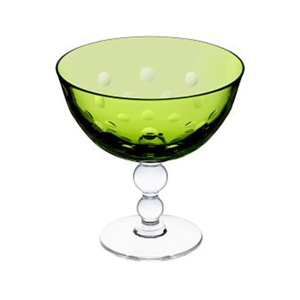 Saint Louis Crystal Bubbles Chartreuse Colored Footed Cup | Kneen & Co