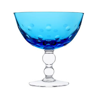 Saint Louis Crystal Bubbles Sky Blue Colored Footed Cup | Kneen & Co