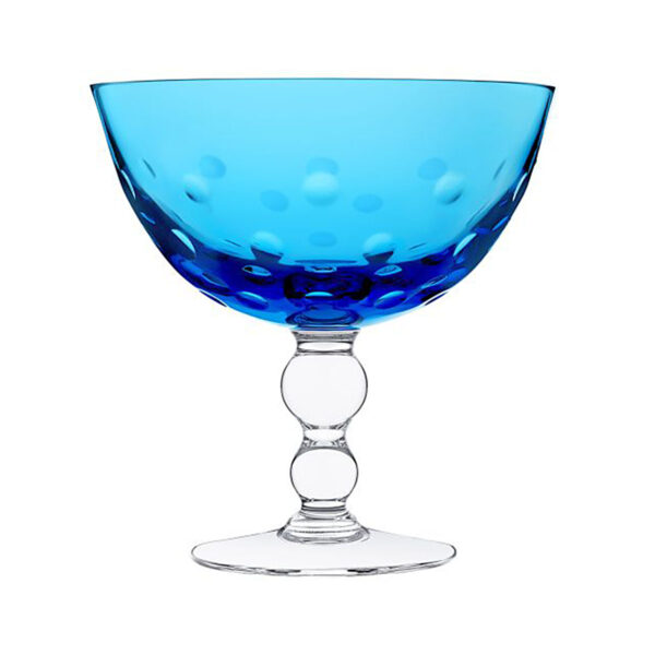 Saint Louis Crystal Bubbles Sky Blue Colored Footed Cup | Kneen & Co