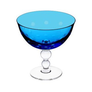 Saint Louis Crystal Bubbles Sky Blue Colored Footed Cup | Kneen & Co