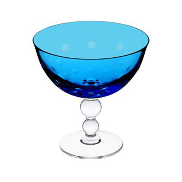 Saint Louis Crystal Bubbles Sky Blue Colored Footed Cup | Kneen & Co