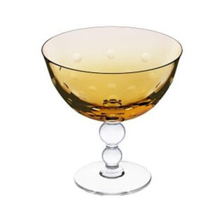 Saint Louis Crystal Bubbles Amber Colored Footed Cup | Kneen & Co