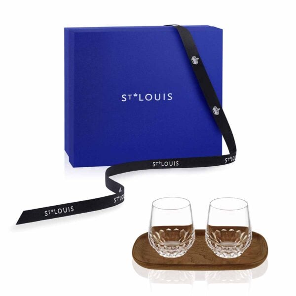 SAINTLOUIS-FoliaOther-15090500-Lungo set with tray-RGB-1200x1200-100KB Saint-Louis Crystal Folia Lungo Tumbler Gift Set | Kneen & Co