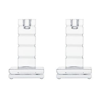 Saint-Louis Crystal Oxymore Adiante Small Square Candlestick Gift set of 2 | Kneen & Co