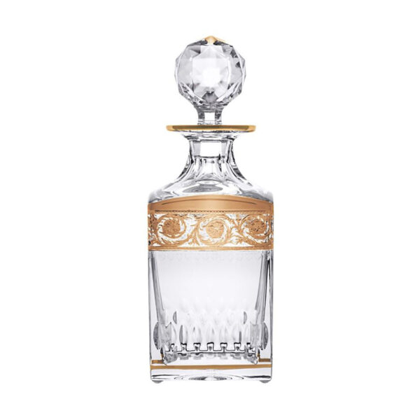 SAINTLOUIS-ThistleGold-30720000-or_square_decanter_front-rvb-1200x1200-100KB Saint-Louis Crystal Thistle Gold Square Decanter | Kneen & Co