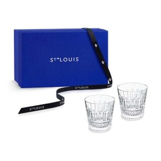 Saint-Louis Crystal Tommy Medium Old Fashioned Gift Set of 2| Kneen & Co