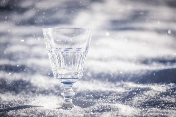 Saint-Louis Crystal Caton Water Wine Glass in the snow | Kneen & Co