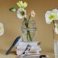 Saint-Louis Crystal Matrice Vase Medium with flowers on books | Kneen & Co