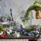 Saint-Louis Crystal Matrice Vase Medium and Small with flowers on a rustic table | Kneen & Co