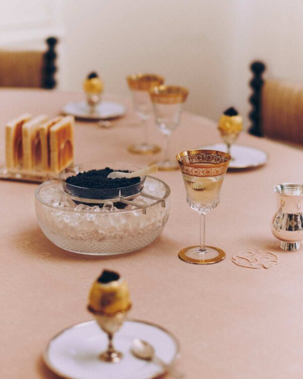 Saint-Louis_Thistle_Glassware_Tommy_Caviar_Bowl_1200w_100kb Saint Louis Crystal Thistle Glassware and Tommy Caviar Bowl on a festive table | Kneen & Co