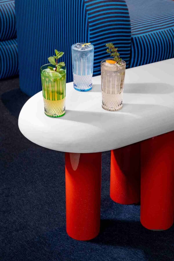 Saint-Louis Crystal Tommy Clear, Chartruese, Sky Blue Highballs | Kneen & Co
