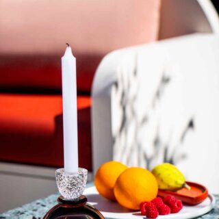 SaintLouis_Les-Endiables-Thin-Candlestick-MOOD_1200w_100kb Saint-Louis Crystal Les Endiables Thin Candlestick still life with fruit | Kneen & Co