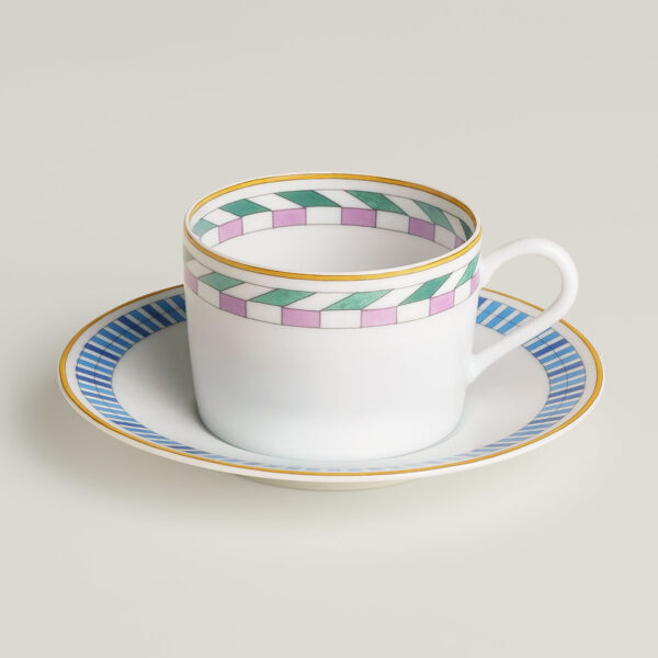 HERMES-enContrepoint-065016P-front-wm-1-1200x1200-100KB Hermès en Contrepoint Tea Cup and Saucer n°1 - Set of 2 | Kneen & Co